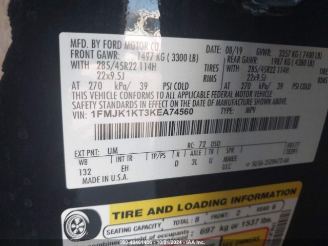 1FMJK1KT3KEA74560 Ford Expedition Max Limited