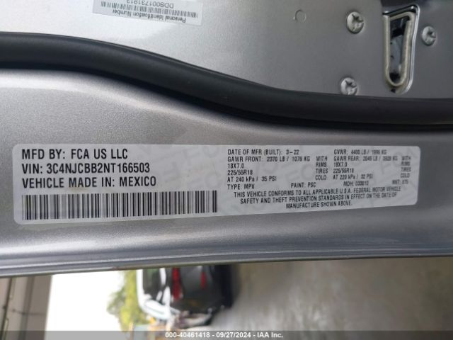 3C4NJCBB2NT166503 Jeep Compass Altitude Fwd