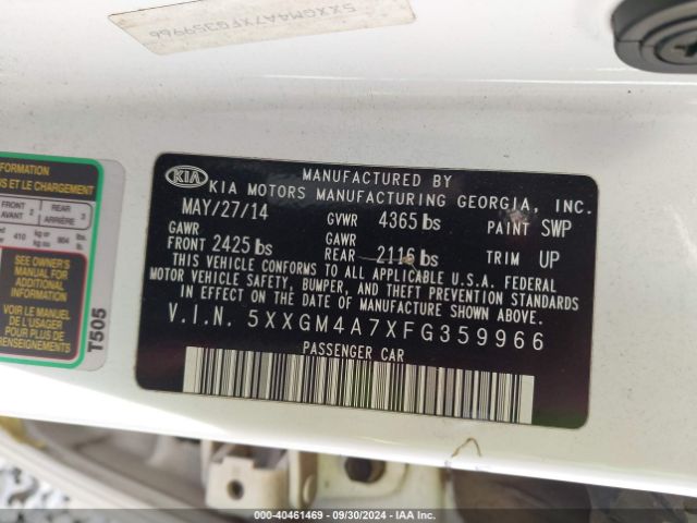 5XXGM4A7XFG359966 KIA Optima Lx