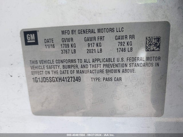 Chevrolet Sonic Lt Auto 2017 1G1JD5SGXH4127349 Image 9