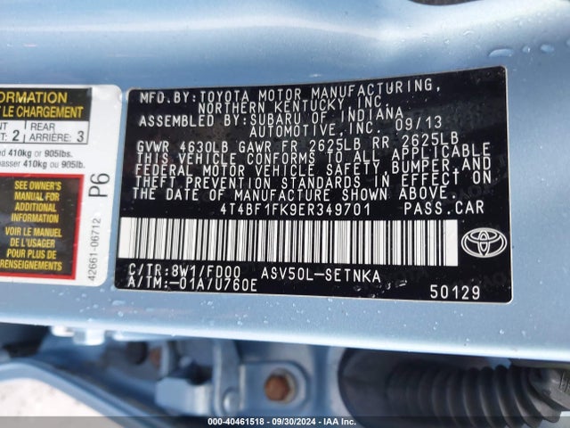 Toyota CAMRY LE 2014 4T4BF1FK9ER349701 Image 9