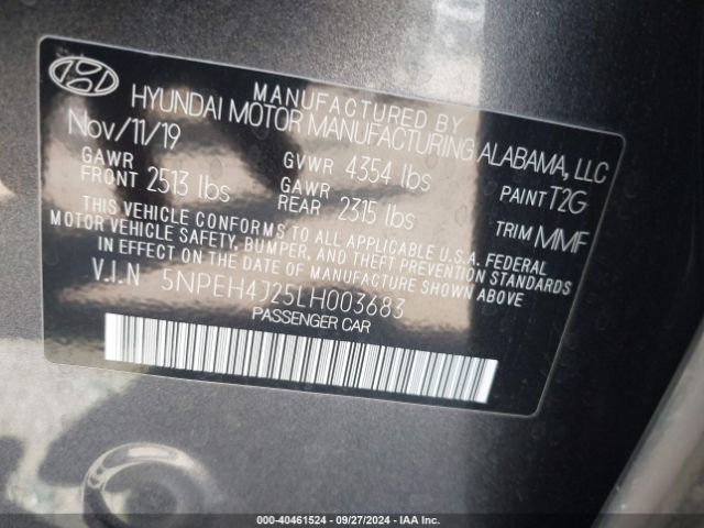 5NPEH4J25LH003683 Hyundai Sonata Limited