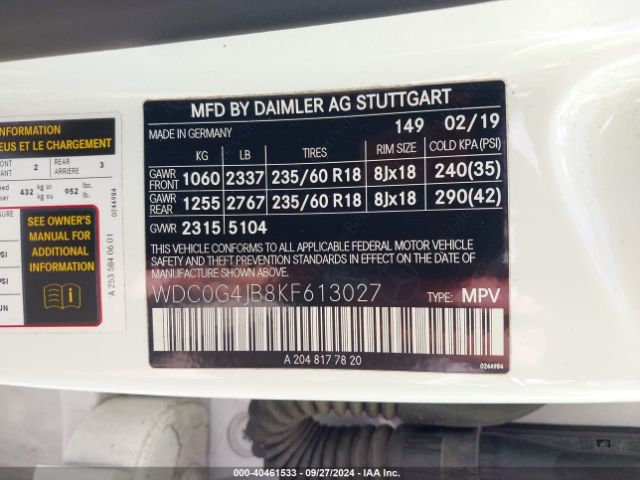 WDC0G4JB8KF613027 Mercedes-Benz GLC 300