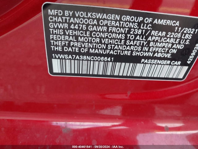1VWSA7A38NC006641 Volkswagen Passat 2.0t Se