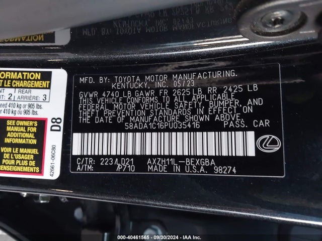 Lexus ES 300H 2023 58ADA1C16PU035416 Image 9