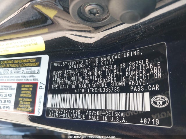 Toyota CAMRY SE 2017 4T1BF1FKXHU385735 Image 9