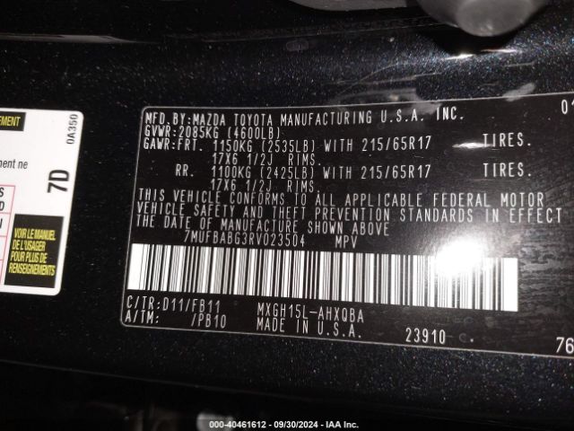 7MUFBABG3RV023504 Toyota Corolla Cross Hybrid S