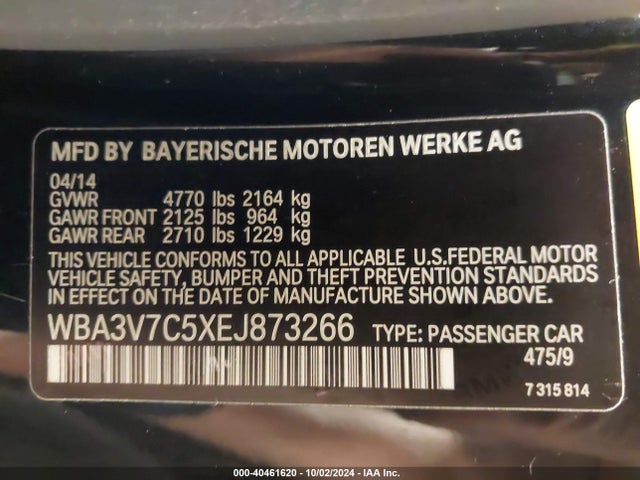 WBA3V7C5XEJ873266 BMW 428i