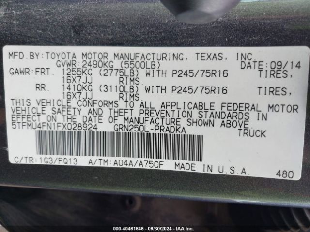 5TFMU4FN1FX028924 Toyota Tacoma Base V6