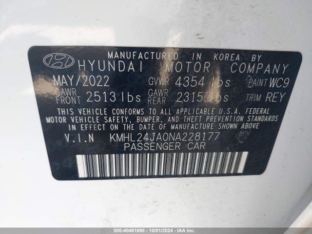Hyundai SONATA SE 2022 KMHL24JA0NA228177 Image 9