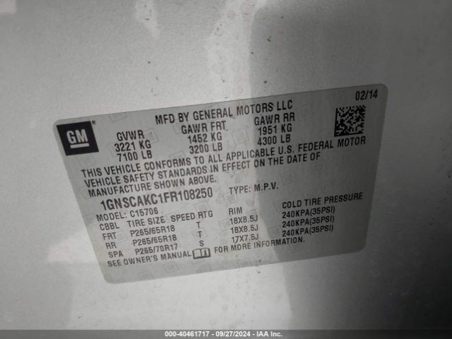 1GNSCAKC1FR108250 Chevrolet Tahoe Ls