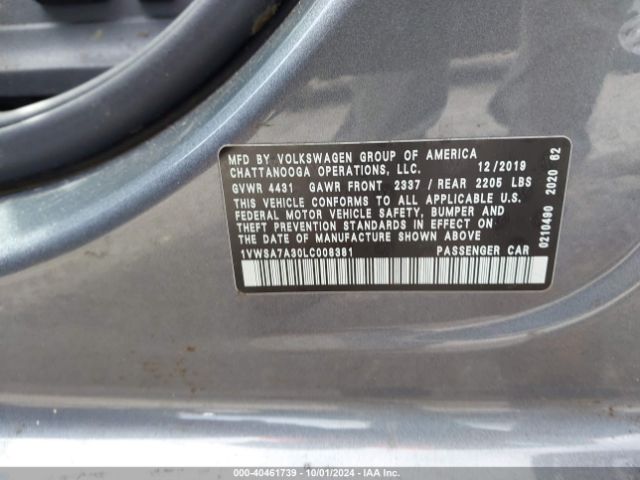 1VWSA7A30LC008381 Volkswagen Passat 2.0t Se