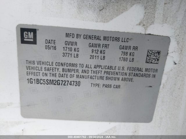 1G1BC5SM2G7274730 Chevrolet Cruze Ls Auto