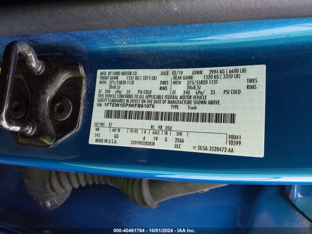 Ford F-150 Xl 2019 1FTEW1EP5KFB61976 Image 9
