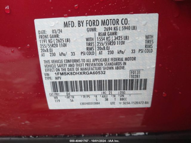 1FMSK8DHXRGA60532 Ford EXPLORER XLT