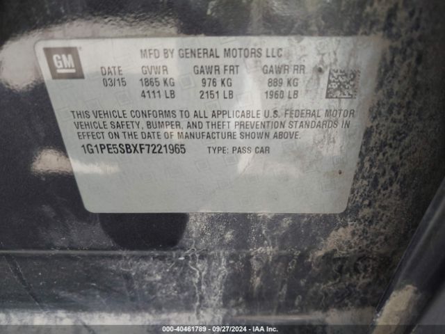 1G1PE5SBXF7221965 Chevrolet Cruze 2lt Auto