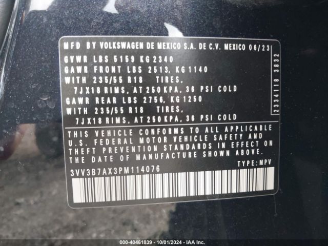 3VV3B7AX3PM114076 Volkswagen Tiguan 2.0t Se