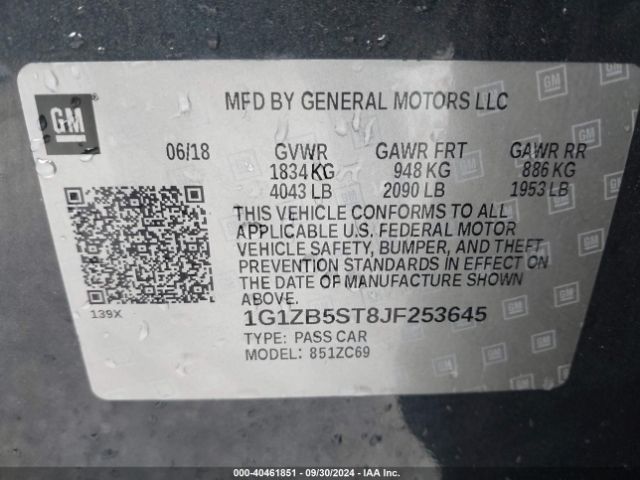 1G1ZB5ST8JF253645 Chevrolet Malibu 1ls