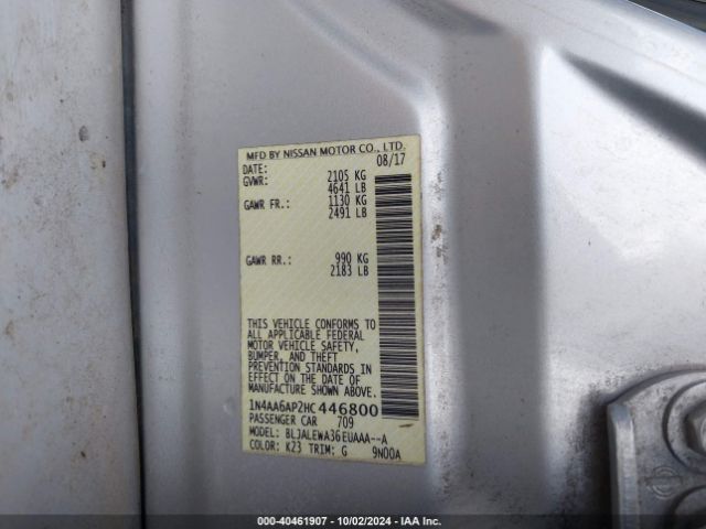 1N4AA6AP2HC446800 Nissan Maxima 3.5 Sl