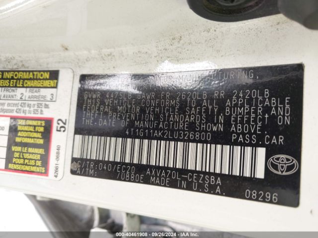 4T1G11AK2LU326800 Toyota Camry Se Nightshade Edition