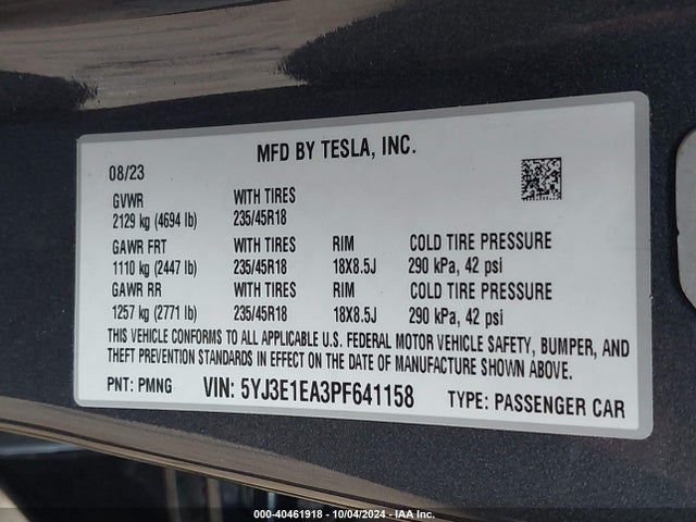 2023 TESLA MODEL 3 5YJ3E1EA3PF641158 Photo 8