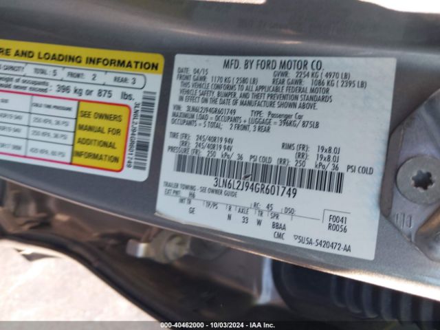 3LN6L2J94GR601749 Lincoln MKZ