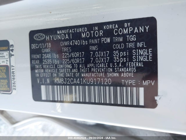 Hyundai TUCSON SE 2019 KM8J2CA41KU917120 Image 9