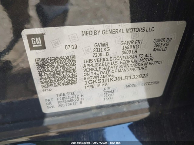 1GKS1HKJ0LR132822 GMC Yukon Xl 2wd Denali