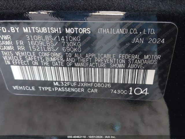ML32FUFJXRHF08026 Mitsubishi Mirage G4 Le
