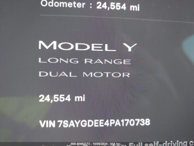 7SAYGDEE4PA170738 Tesla Model Y Awd/long Range Dual Motor All-wheel Drive