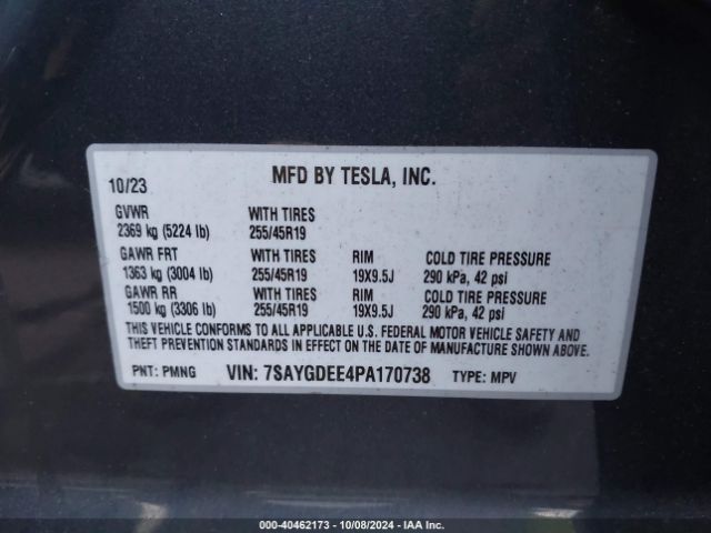 7SAYGDEE4PA170738 Tesla Model Y Awd/long Range Dual Motor All-wheel Drive