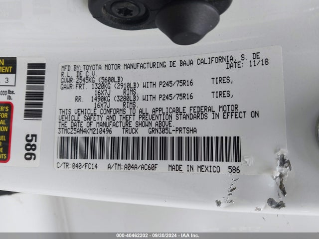 Toyota Tacoma Sr5 V6 2019 3TMCZ5AN4KM210496 Image 9