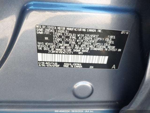 Toyota Rav4 Xle 2014 2T3RFREV9EW212171 Image 9