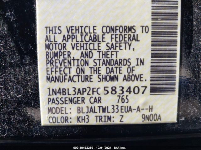1N4BL3AP2FC583407 Nissan Altima 3.5 Sl