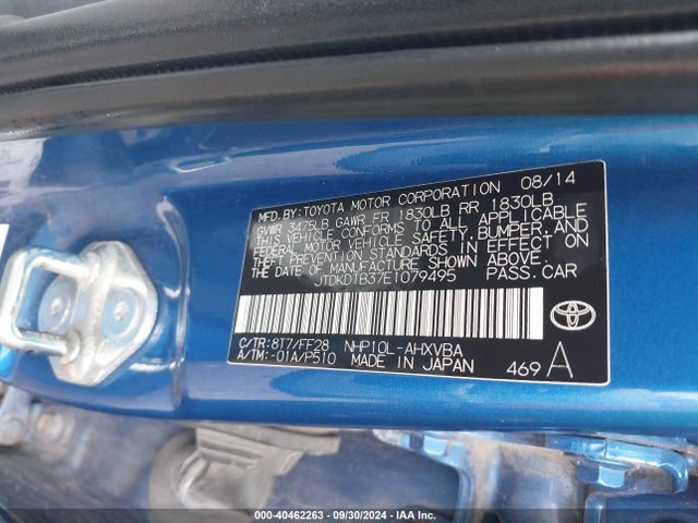 JTDKDTB37E1079495 Toyota Prius C Two