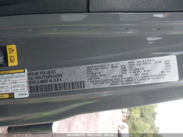 1C6HJTFG3PL507240 Jeep Gladiator High Altitude 4x4