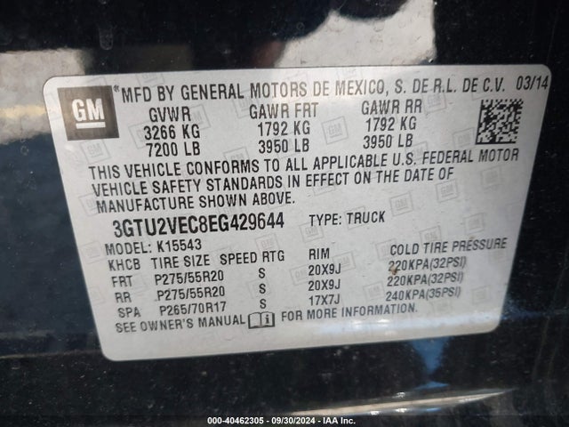 GMC Sierra 1500 Slt 2014 3GTU2VEC8EG429644 Image 9