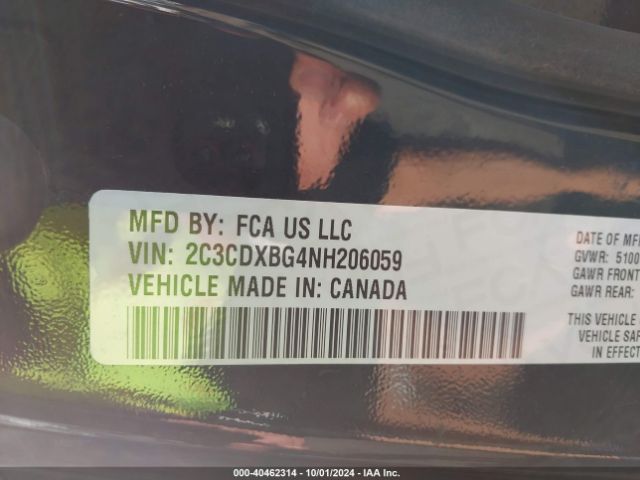 2C3CDXBG4NH206059 Dodge Charger Sxt Rwd