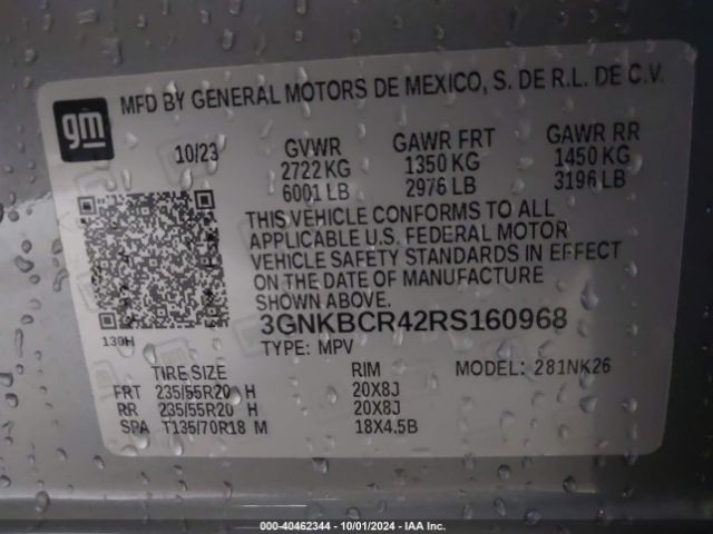3GNKBCR42RS160968 Chevrolet Blazer Fwd 2lt