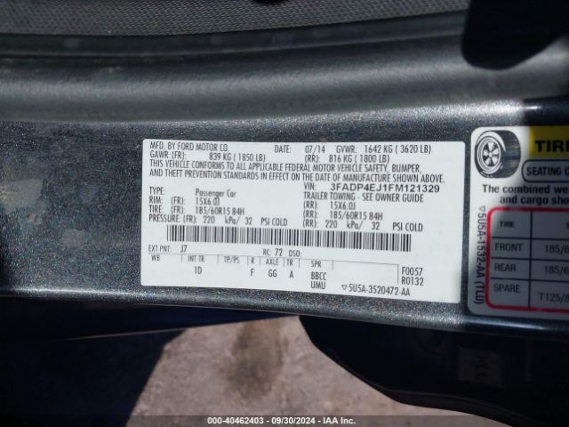 3FADP4EJ1FM121329 Ford FIESTA SE