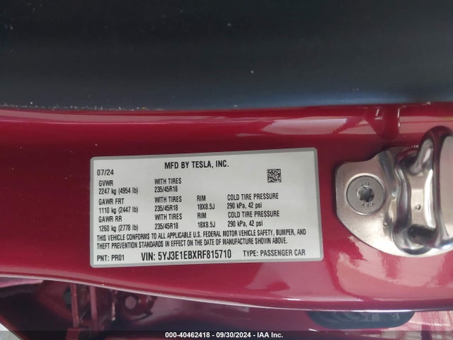 2024 TESLA MODEL 3 5YJ3E1EBXRF815710 Photo 8