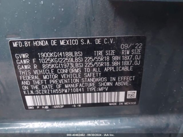 3CZRZ1H55PM710841 Honda Hr-v 2wd Sport