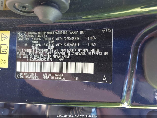 Lexus RX 350 2016 2T2ZZMCA3GC002779 Image 9