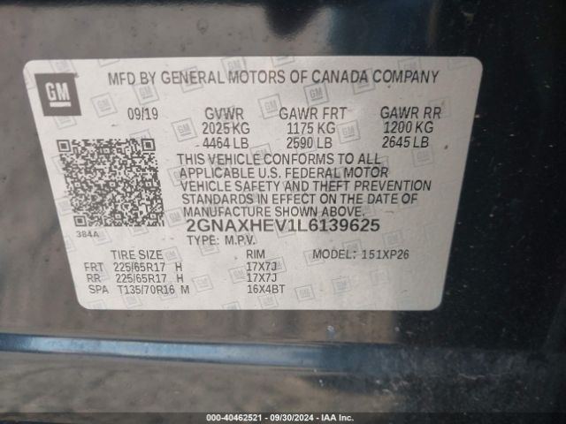 2GNAXHEV1L6139625 Chevrolet Equinox Fwd Ls