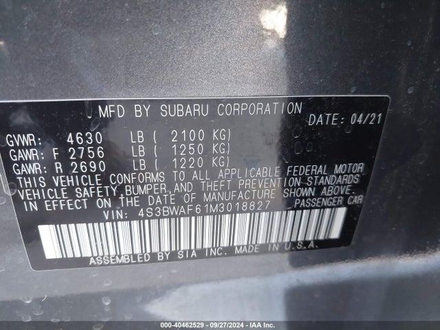 4S3BWAF61M3018827 Subaru Legacy Premium