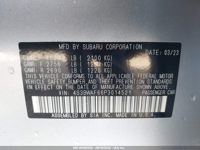 4S3BWAF66P3014521 Subaru Legacy Premium