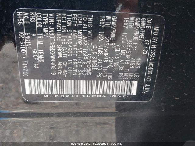 JN8BT3BBXPW490619 Nissan Rogue Sv Intelligent Awd