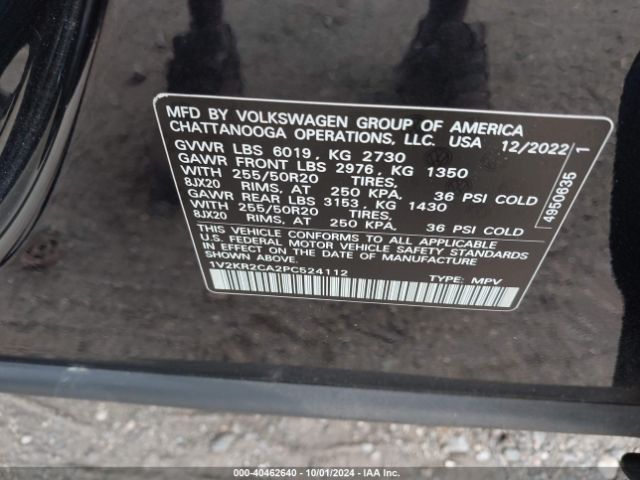 1V2KR2CA2PC524112 Volkswagen Atlas 3.6l V6 Se W/technology