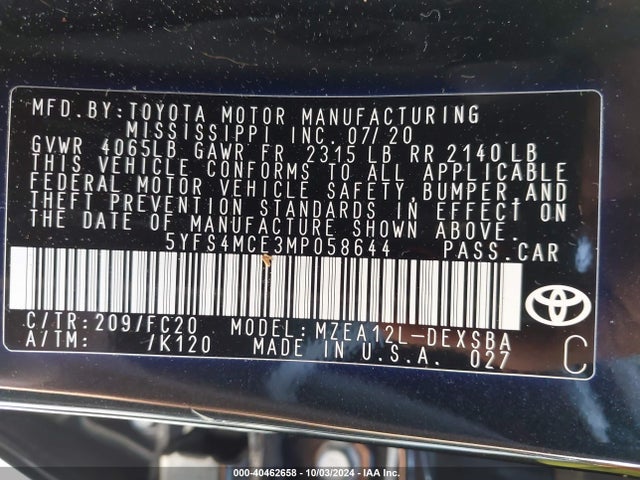 Toyota Corolla Se Nightshade Edition 2021 5YFS4MCE3MP058644 Image 9