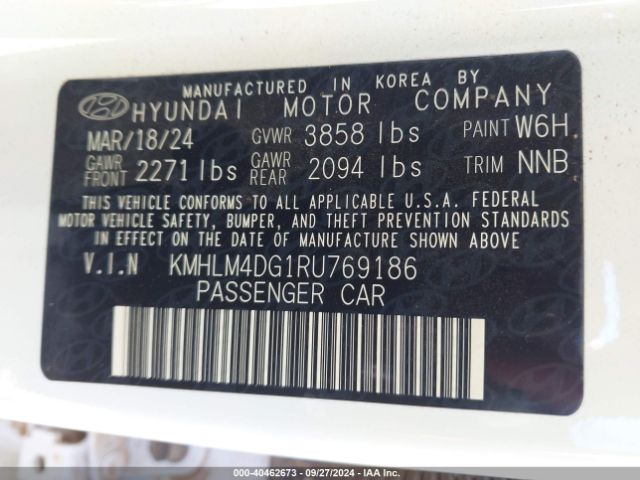 KMHLM4DG1RU769186 Hyundai ELANTRA SEL